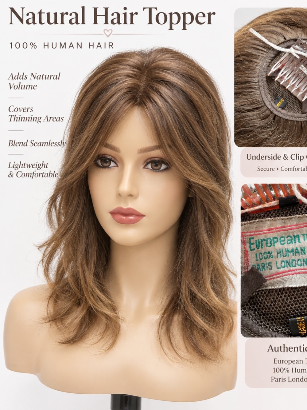 Human hair topper 100 real never used
